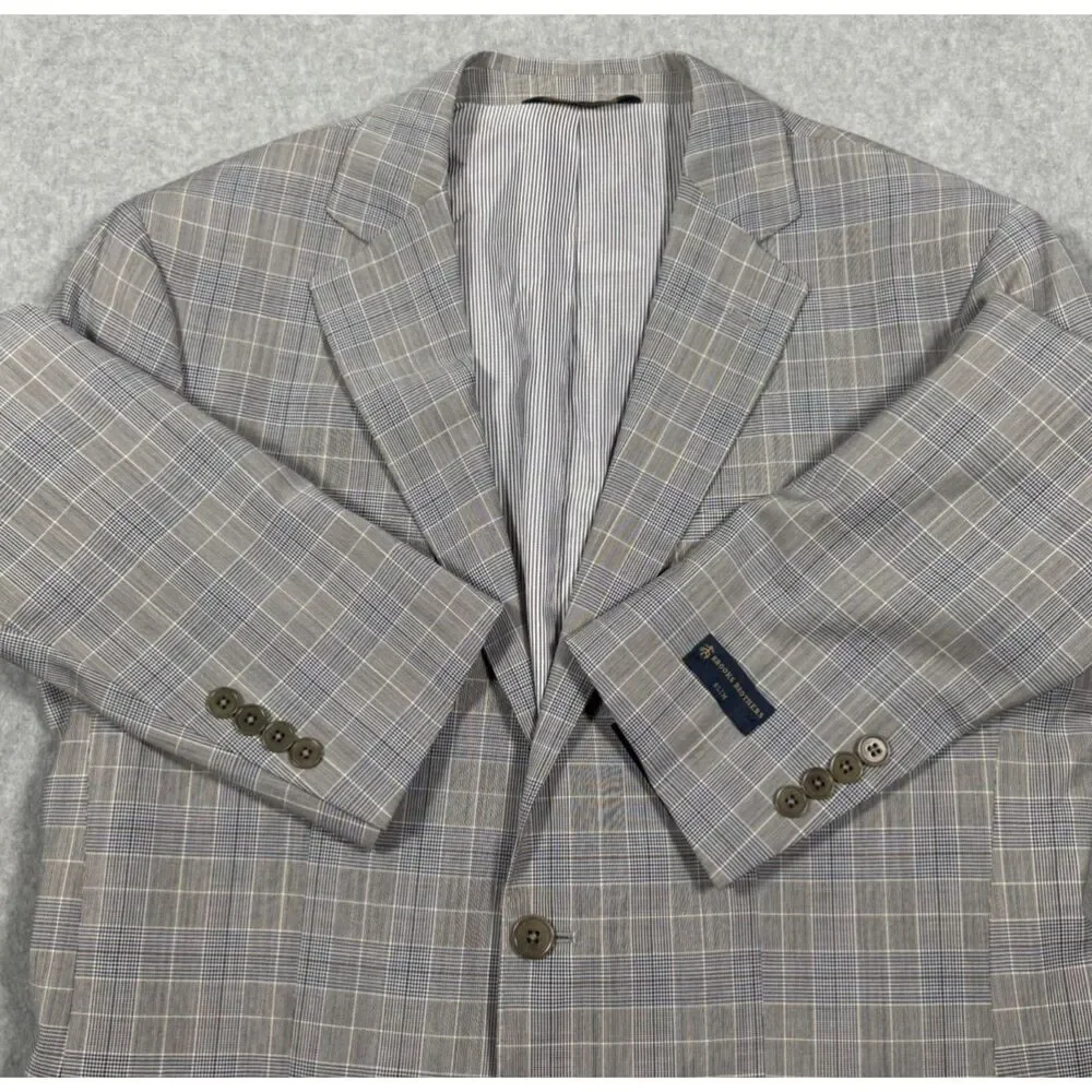 NWT Brooks Brothers Explorer Slim Glen Plaid Wool Blazer Size 42R